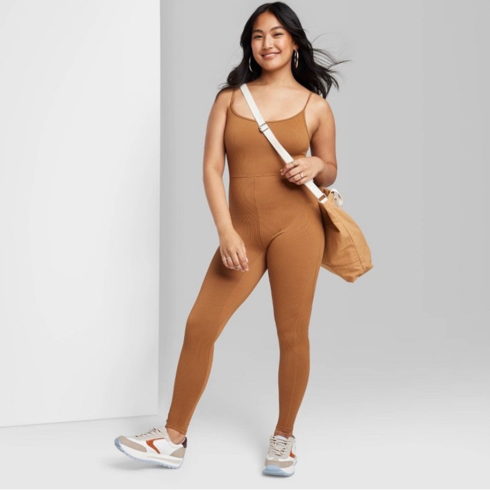 Women's Seamless Fabric Bodysuit - Wild Fable Brown size L